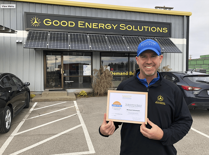 Michael Schumann of Good Energy Solutions Earns NABCEP Certification