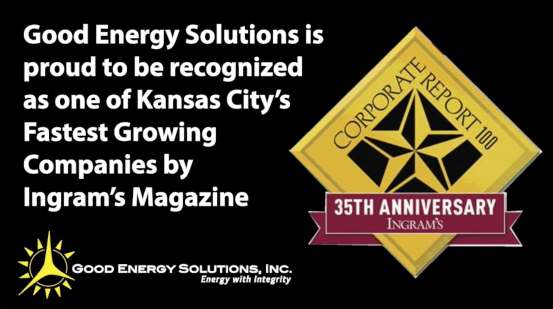 Good Energy Solutions Recognized Among Kansas City’s Fastest-Growing Companies As Part of Ingram’s Magazine 2020 Corporate 100 Listing